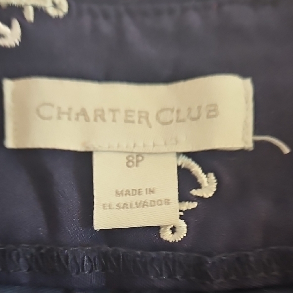 Charter Club Dark Blue Mini Skirt with Anchor Pattern  15x16 Stretches 18 Across - Picture 5 of 7